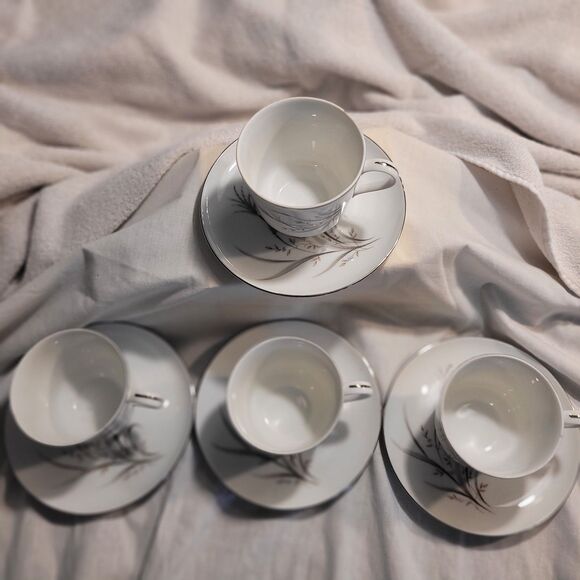 Castlecourt Fine China Wheat Spray Japan Cup & Saucer Set Of 4 - Picture 6 of 11